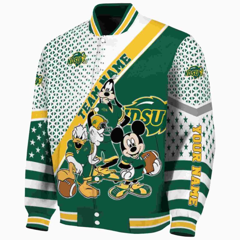 custom north dakota state bison mickey donald goofy green white jacket best selling jacketwow