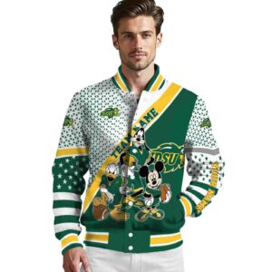 custom north dakota state bison mickey donald goofy green white jacket high quality jacketwow