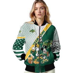custom north dakota state bison mickey donald goofy green white jacket latest model jacketwow