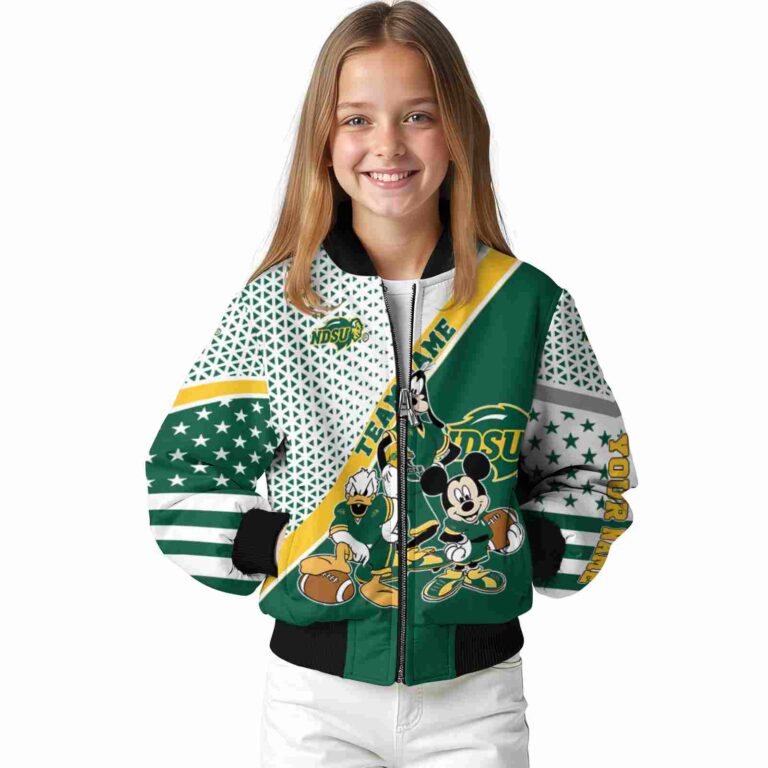 custom north dakota state bison mickey donald goofy green white jacket top rated jacketwow