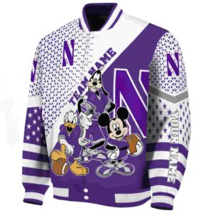 custom northwestern wildcats mickey donald goofy purple white jacket best selling jacketwow
