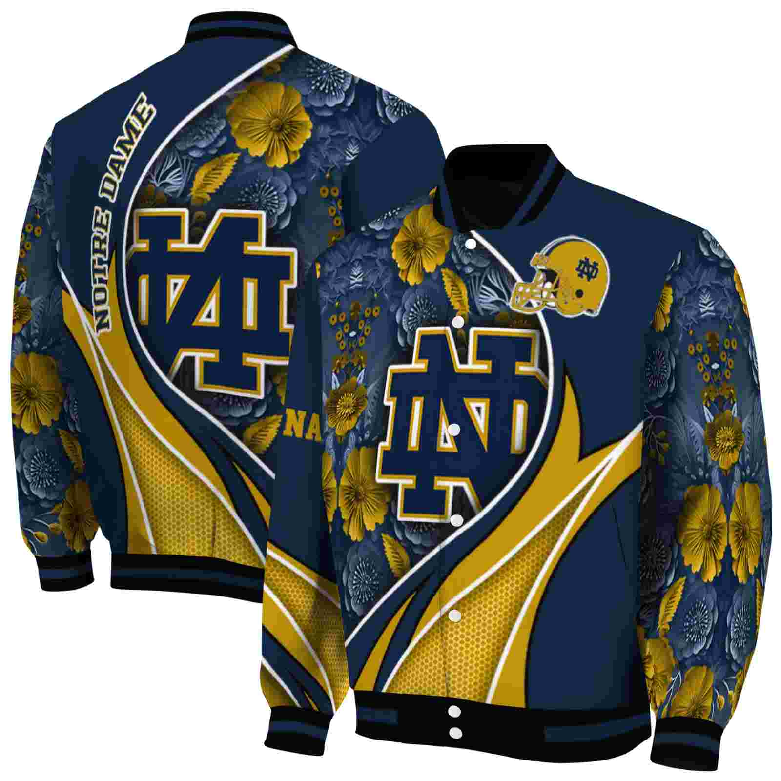 custom notre dame fighting irish floral print navy jacket fashion forward jacketwow custom notre dame fighting irish floral print navy jacket fashion forward jacketwow