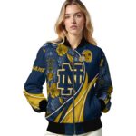 custom notre dame fighting irish floral print navy jacket best selling jacketwow