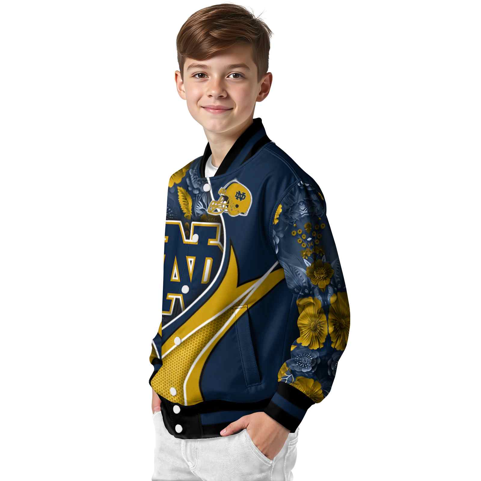 custom notre dame fighting irish floral print navy jacket trendy jacketwow custom notre dame fighting irish floral print navy jacket trendy jacketwow