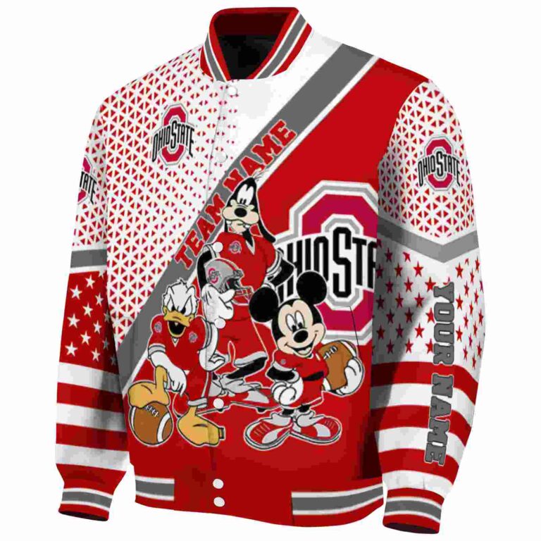 custom ohio state buckeyes mickey donald goofy scarlet white jacket best selling jacketwow