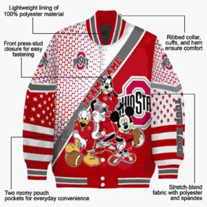 custom ohio state buckeyes mickey donald goofy scarlet white jacket new arrival jacketwow