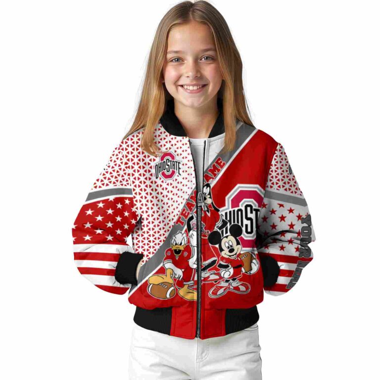 custom ohio state buckeyes mickey donald goofy scarlet white jacket top rated jacketwow