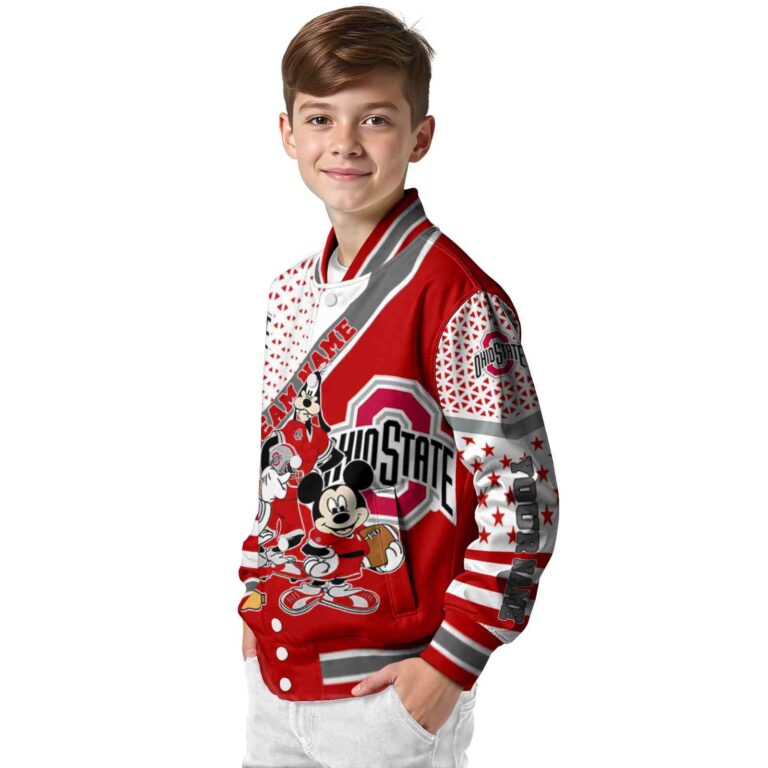 custom ohio state buckeyes mickey donald goofy scarlet white jacket trendy jacketwow