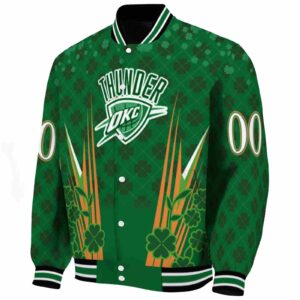 custom oklahoma city thunder shamrock pattern green jacket best selling jacketwow