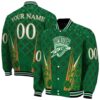 custom oklahoma city thunder shamrock pattern green jacket fashion forward jacketwow