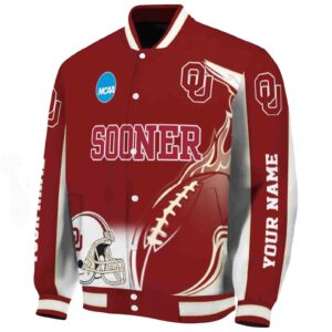 custom oklahoma sooners flaming football crimson white jacket best selling jacketwow