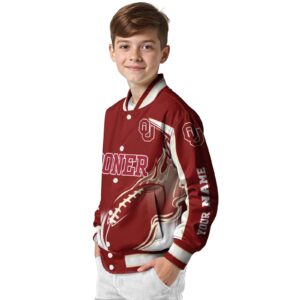 custom oklahoma sooners flaming football crimson white jacket trendy jacketwow