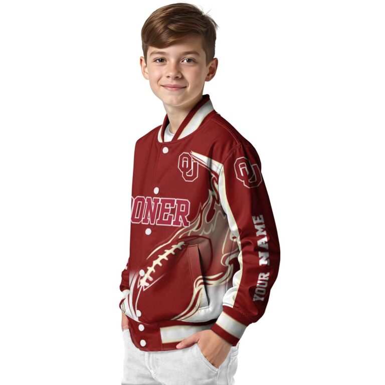 custom oklahoma sooners flaming football crimson white jacket trendy jacketwow