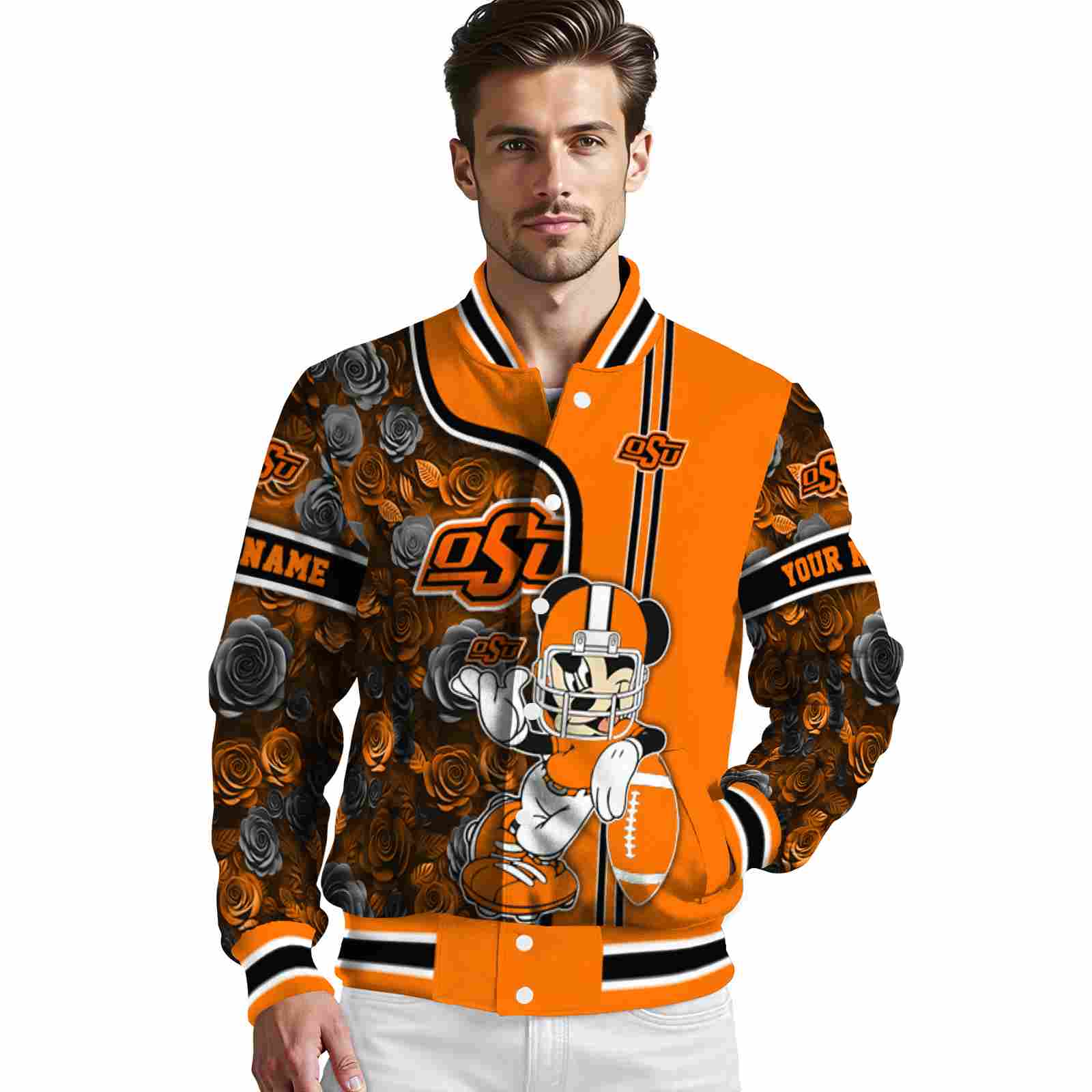 custom oklahoma state cowboys rose mickey orange jacket high quality jacketwow custom oklahoma state cowboys rose mickey orange jacket high quality jacketwow