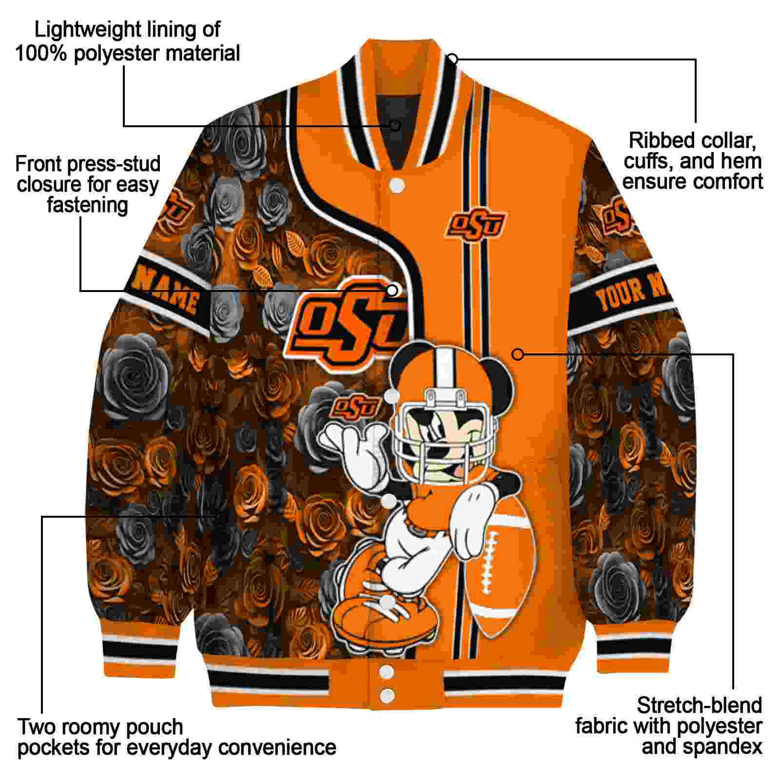 custom oklahoma state cowboys rose mickey orange jacket new arrival jacketwow custom oklahoma state cowboys rose mickey orange jacket new arrival jacketwow