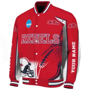 custom ole miss rebels flaming football red white jacket best selling jacketwow