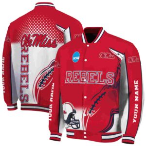 custom ole miss rebels flaming football red white jacket fashion forward jacketwow