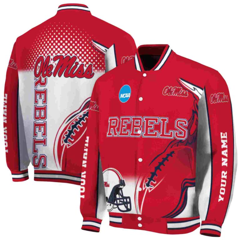 custom ole miss rebels flaming football red white jacket fashion forward jacketwow