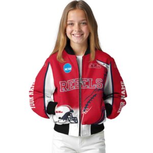 custom ole miss rebels flaming football red white jacket top rated jacketwow