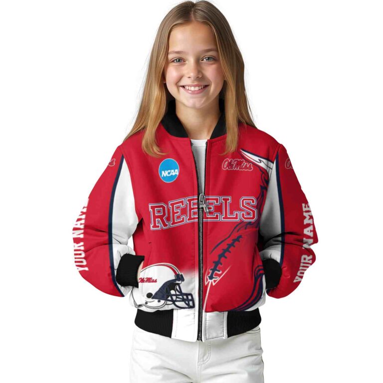 custom ole miss rebels flaming football red white jacket top rated jacketwow