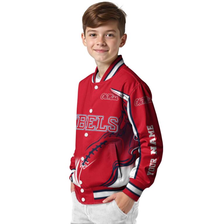 custom ole miss rebels flaming football red white jacket trendy jacketwow