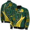 custom oregon ducks floral print green jacket fashion forward jacketwow