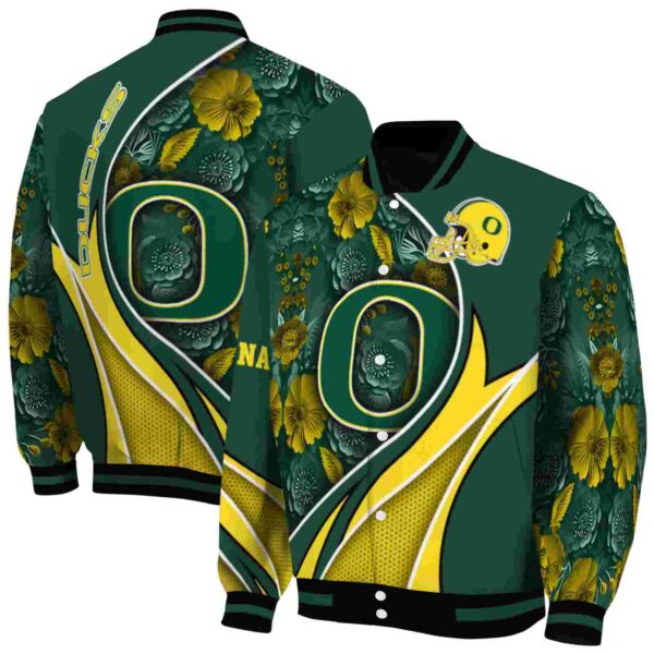 custom oregon ducks floral print green jacket fashion forward jacketwow