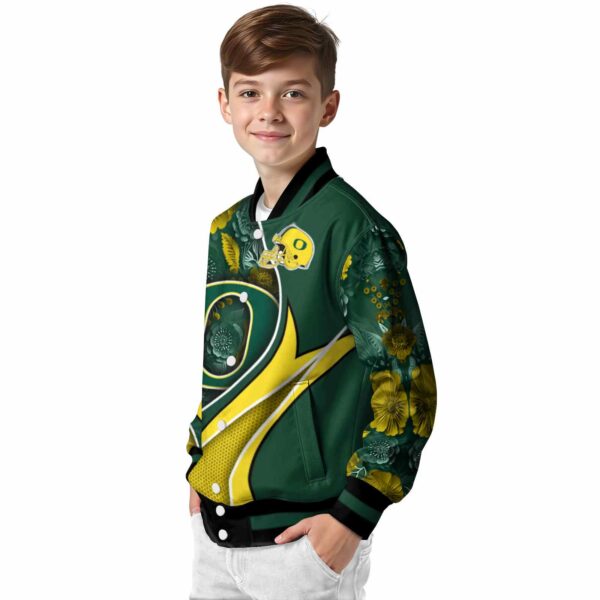 custom oregon ducks floral print green jacket trendy jacketwow