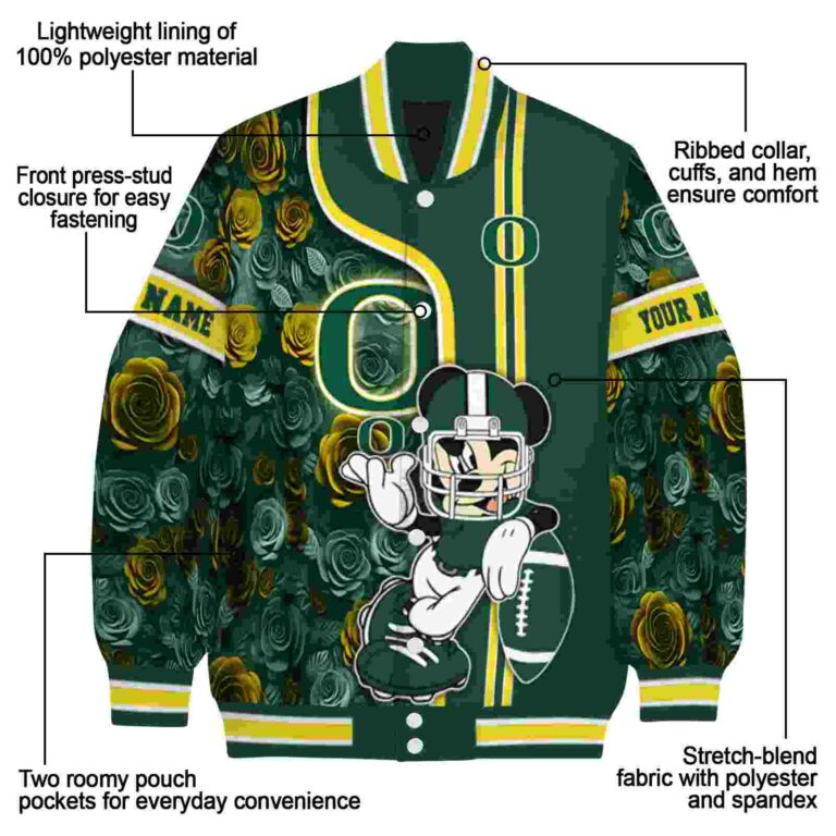 custom oregon ducks rose mickey green jacket new arrival jacketwow