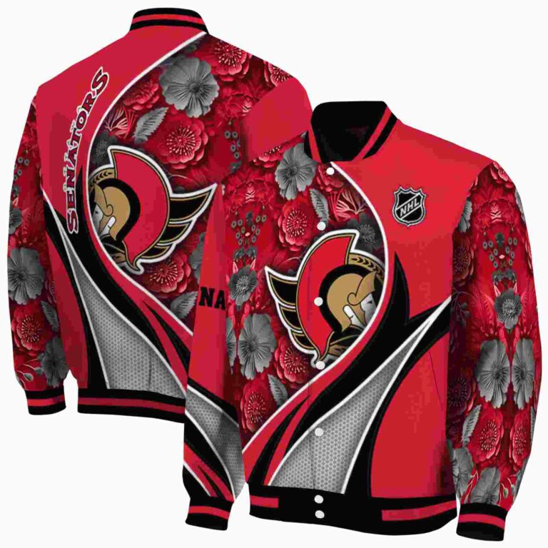 custom ottawa senators floral print red jacket fashion forward jacketwow