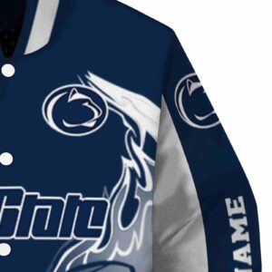 custom penn state nittany lions flaming football blue white jacket premium grade jacketwow