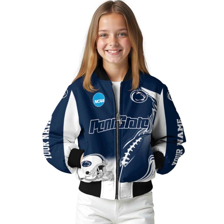 custom penn state nittany lions flaming football blue white jacket top rated jacketwow