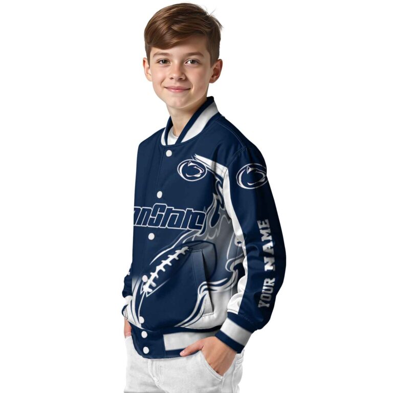 custom penn state nittany lions flaming football blue white jacket trendy jacketwow