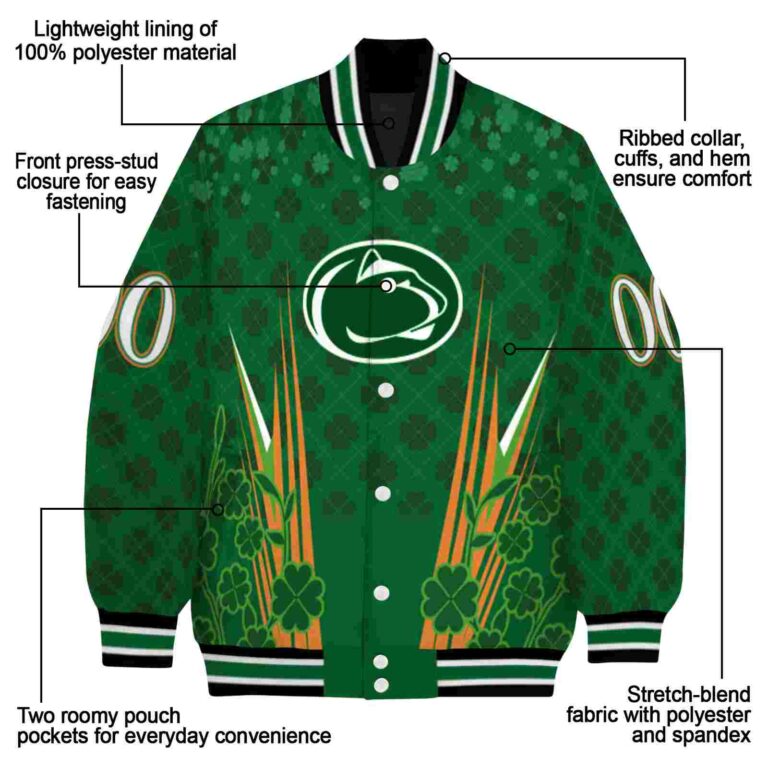 custom penn state nittany lions shamrock pattern green jacket new arrival jacketwow