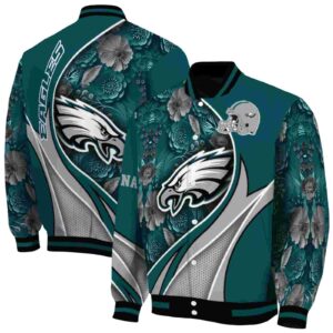 custom philadelphia eagles floral print green jacket fashion forward jacketwow