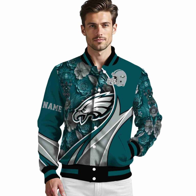 custom philadelphia eagles floral print green jacket high quality jacketwow