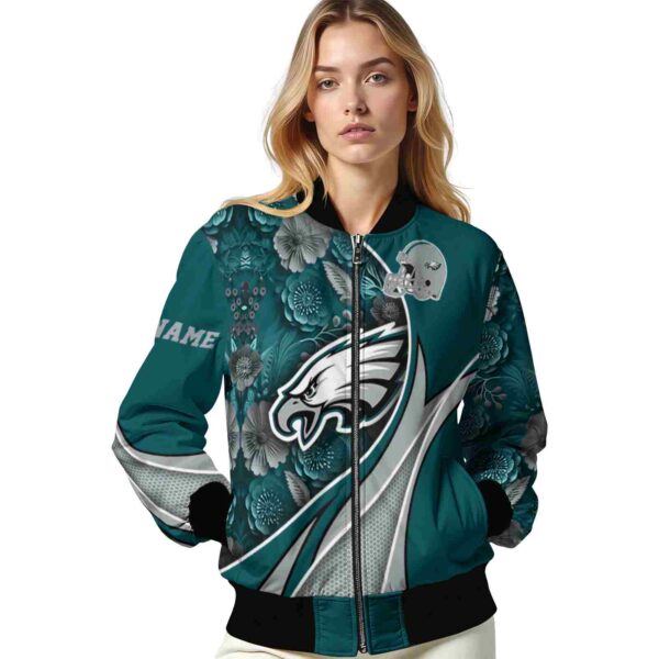 custom philadelphia eagles floral print green jacket latest model jacketwow