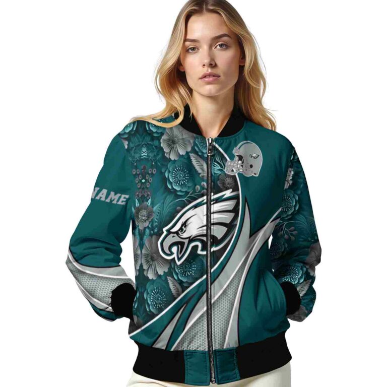 custom philadelphia eagles floral print green jacket latest model jacketwow