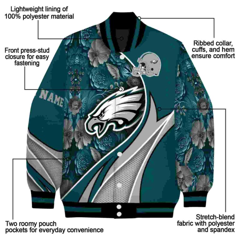 custom philadelphia eagles floral print green jacket new arrival jacketwow