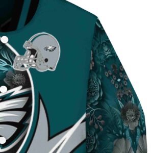 custom philadelphia eagles floral print green jacket premium grade jacketwow