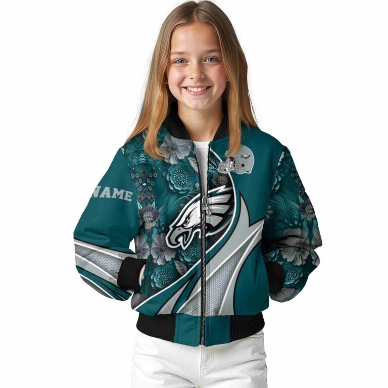 custom philadelphia eagles floral print green jacket top rated jacketwow