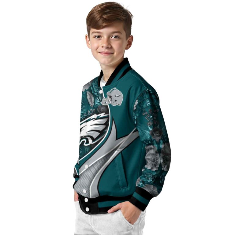 custom philadelphia eagles floral print green jacket trendy jacketwow