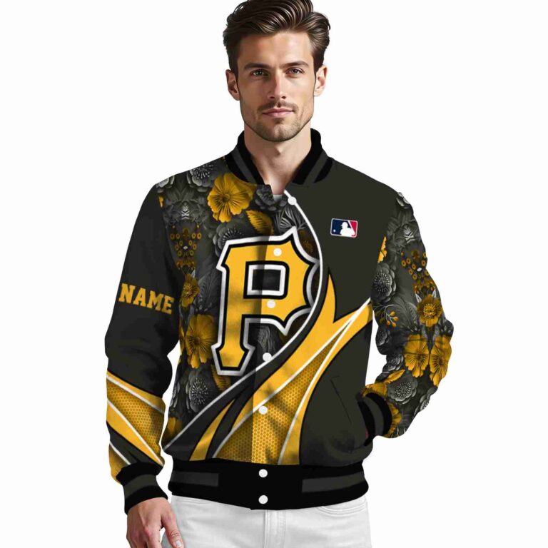 custom pittsburgh pirates floral print black jacket high quality jacketwow