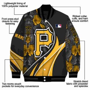custom pittsburgh pirates floral print black jacket new arrival jacketwow
