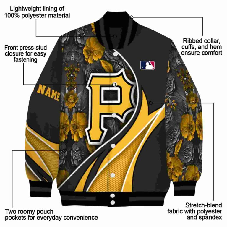 custom pittsburgh pirates floral print black jacket new arrival jacketwow