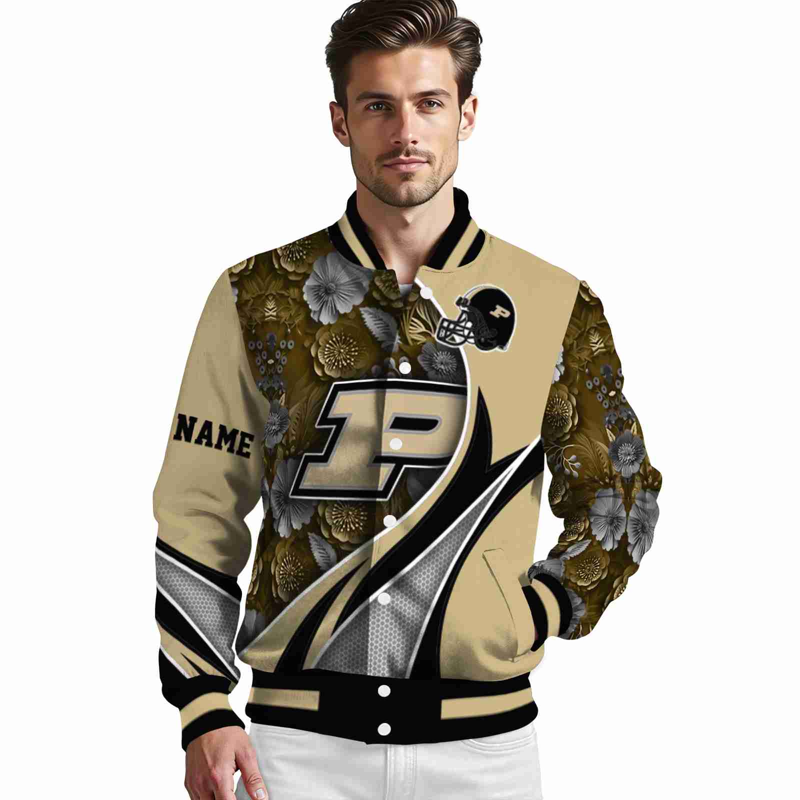 custom purdue boilermakers floral print gold jacket high quality jacketwow custom purdue boilermakers floral print gold jacket high quality jacketwow