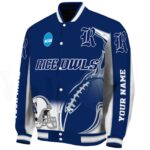 custom rice owls flaming football navy blue white jacket best selling jacketwow