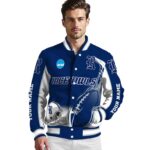 custom rice owls flaming football navy blue white jacket best selling jacketwow