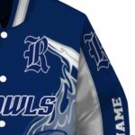 custom rice owls flaming football navy blue white jacket best selling jacketwow