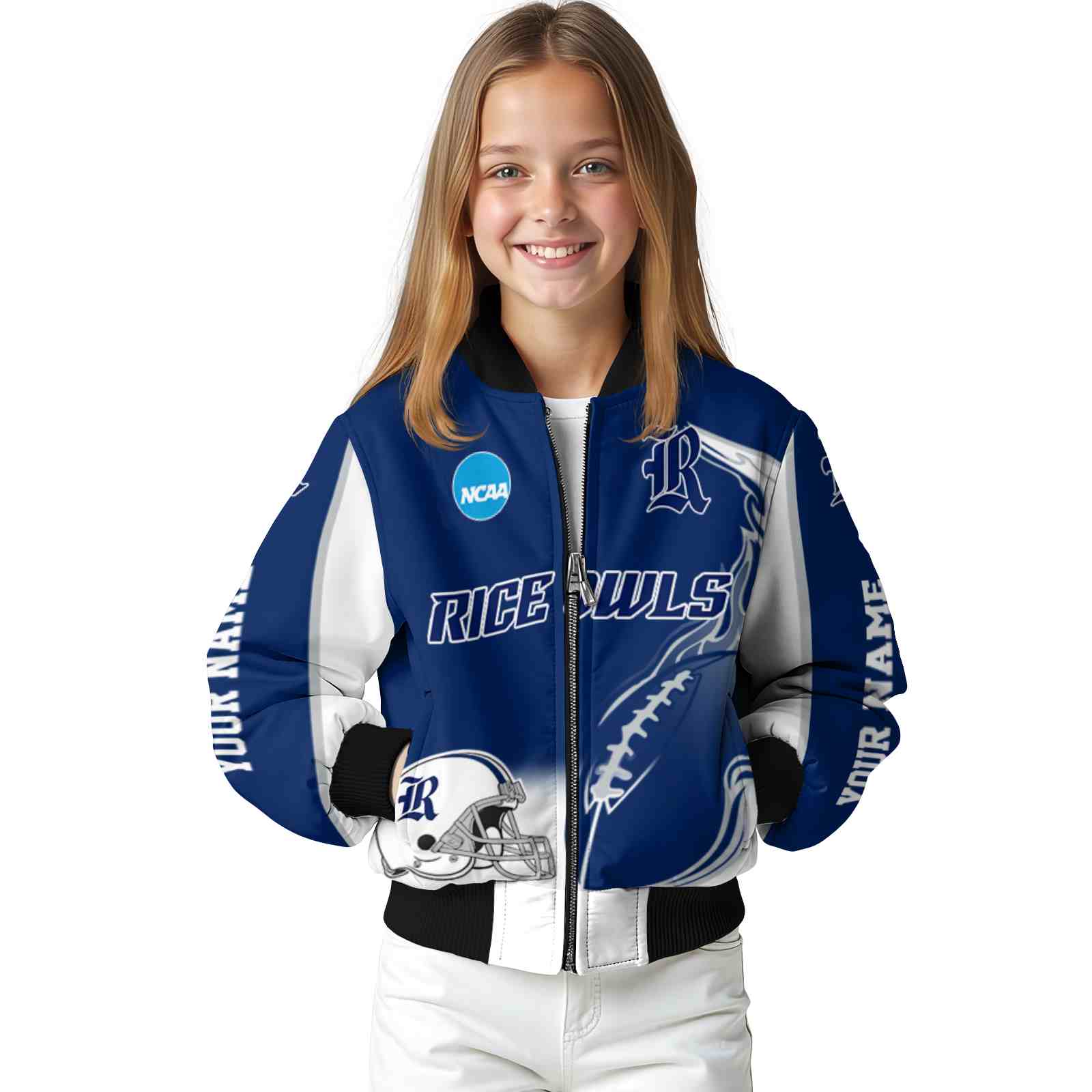 custom rice owls flaming football navy blue white jacket top rated jacketwow custom rice owls flaming football navy blue white jacket top rated jacketwow